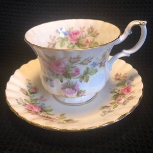 Moss Rose Teacup & Saucer by Royal Albert. So darling!